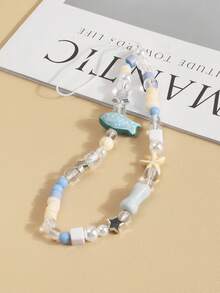 1pc Blue Ocean Fish Star INS Fresh Style DIY Handmade Beaded Phone Lanyard CCD Camera Pendant - Multicolor - View 6