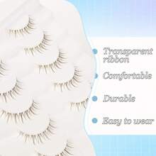 7 Pairs Brown False Eyelashes, Natural Effect, Transparent Lash Root, Lash Extension, Suitable For Daily Use - Brown - View 10