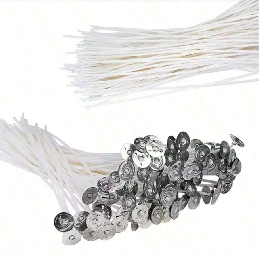 100pcs Pre-Waxed Candle Wicks With Metal Support, Smokeless & Lead-Free, Suitable For Soy Wax, Beeswax & Paraffin Candle DIY Making, Container Candles, Pillar Candles, Votive Candles, Home Decor, Wedding Party, Essential Oil Aromatherapy, Basic Style (Multiple Lengths, High Stability Burning) - Multicolor - View 1
