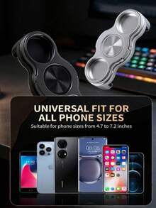 360° Rotatable Dual-Ring Three-Finger Phone Stand, Multi-Function Rotating Folding Magnetic Phone Handle Holder, Back-Clip Phone Support Stand, Suitable For Multiple Phone Models - Multicolor - View 3