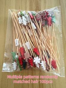 1/10/20/50/100/200pcs Assorted Christmas Element Pattern Fruit Picks, Including Snowflake, Reindeer, Christmas Tree, Santa Claus, Snowman, Cocktail Picks, Fruit Forks, Disposable Fruit Picks, Christmas Tree Decoration, Appetizer Toothpicks, Suitable For Cocktail Party, Birthday Party, Wedding, Christmas Decoration, Christmas (Assorted Patterns Randomly Matched And Shipped) - Multicolor - View 13