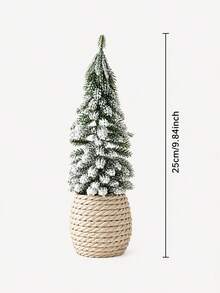 1pc Desktop Realistic Christmas Tree, Vintage Snowy Mini Pine Branch Tree With Burlap Base, Fireplace Mantel Holiday Decoration - Style 2 - View 16
