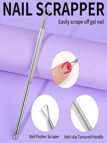 5 Pcs Manicure Tool Set, Cuticle Nipper Pusher Scraper Nail File Nail Care Kit - Multicolor - View 2