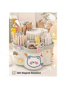 Tempat Pena Berputar 360° Bentuk Capybara yang Lucu, Kotak Penyimpanan Kuas Makeup Meja Kapasitas Besar, Pengatur Alat Tulis Multifungsi, Cocok untuk Kantor dan Ruang Belajar, Hadiah Ulang Tahun untuk Siswa dan Anak-Anak (Tersedia Berbagai Warna) - MultiWarna - View 5