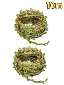 1 PC Hemp Rope – Heavy-Duty And Wear-Resistant Twine With Natural Green Leaf Patterns . Made Of Sturdy Jute Fiber And Designed With Eucalyptus Vines, It Delivers A Strong Cozy Atmosphere.Halloween Decor For Home,Fall Home Decor,Halloween Costumes - Multicolor - View 19