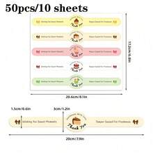 50/100pcs Baking Dessert Packaging Sealing Stickers For Cupcakes, Sealing Decorative Labels, DIY Stickers, Bakery Packing Box Strip Stickers, Adhesive Label Stickers, Dessert Cake Packaging Box Sealing Stickers, Gift Packaging Decoration Stickers - Multicolor - View 10