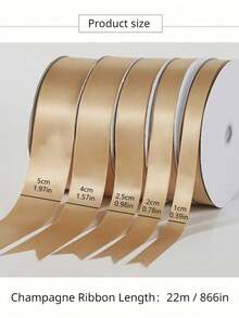 1 Roll Champagne Gold Packaging Ribbon Bow, Colorful Ribbon, Polyester Satin Ribbon, Gift Box Ribbon, Jacquard Woven Ribbon - Champagne - View 6