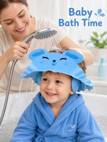 1pc Shower Hat Bunny Shaped Pink Adjustable Elastic Baby Shower Cap, Waterproof Shampoo Bath Protection Cover(Soft EVA Foam, Non-Plastic) - Multicolor - View 5