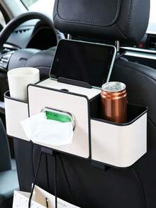 1PC/5PCSCar Seat Back Organizer, Multifunctional Auto Backseat Storage Box With Cup Holders, Tissue Box & Phone Holder, Hanging Car Storage Bag For Drinks, Small Items, Universal Vehicle Back Seat Accessories For Road Trip - Multicolor - View 3