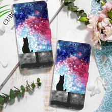 GLANDOTU 星空黑貓印花PU皮革錢包手機殼，翻蓋式卡槽支架保護套，藍粉星雲圖案，相容多款智慧型手機品牌 - 彩色 - 查看 1