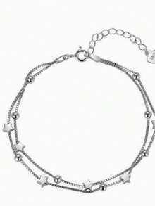 Gelang Bintang Kecil Gaya Korea Fashion Dua Lapis Bintang Lima Hiasan Tangan Minimalis Sahabat Terbaik Manis Segar - Perak - View 4