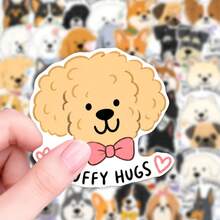 Adorable Canine Themed Sticker Pack 50 Pieces, Waterproof Hand‑Illustrated Puppy Stickers For DIY Scrapbooking And Accessory Embellishment - 50 PCS - View 6