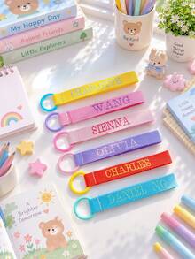 Personalized Multicolored Embroidery Name Tag,Backpack Tag,Custom Key Chain,Luggage Tag,Custom School Bag Tag,Lunch Bag Tag - Multicolor - View 3