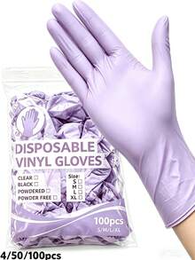 100pcs Disposable Nitrile Gloves, Pink, White, Black, Blue Optional, Latex-Free, Household Cleaning Gloves, Waterproof Gloves, Suitable For Home Kitchen, BBQ Cleaning, Hair Dyeing, Hair Styling, Manufacturing And Other Household Tools, Kitchen, Bathroom, Home, Home Supplies, Durable, Flexible, Comfortable. 4/50/100pcs - Purple - View 12