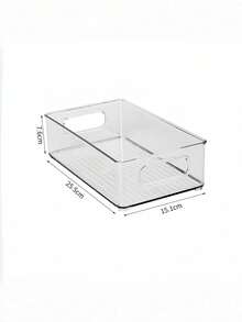 1pc Transparent Acrylic Storage Organizer Box, Multi-Functional Plastic Organizer Tray With Handle, Stackable Storage Bin, Suitable For Drawer, Desktop, Kitchen, Pantry And Outdoor Picnic - Multicolor - View 7