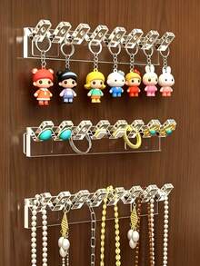 1Pack Wall-Mounted Transparent Acrylic Keychains Organizer Hooks -Plastic Wall-Hanging Hooks Suitable For Keychains - Space-Saving Storage - Multicolor - View 3