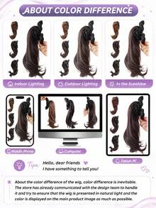 12 Inch Curly Ponytail Heat-Resistant Synthetic Fiber Cloud-Shaped Claw Clip Ponytail Wig Smooth Wavy Ponytail For Women Daily Wear & Special Occasions - Multicolor - View 8