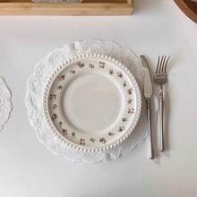 1pc European Style Embroidered Lace Tray Mat, Round Hollow Lace Edge, Suitable For Jewelry Display, Vintage Dining Mat - Multicolor - View 11