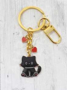 Cute Cartoon Cat Keychain Bag Pendant, Multiple Cute Kitten Charms With Red Heart Decoration, Women's Handbag Backpack Accessory, Daily Decorative Gift - Multicolor - View 9