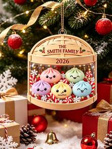 Personalized Dumpling Christmas Ornament, Customizable Text, Perfect Home Decor, Exquisite Christmas Home Decor, Customized Holiday Christmas Tree Ornament, Family Gift - Multicolor - View 5