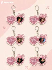 1/6Pcs KATSEYE Members Pink Heart Portrait Acrylic Keychain Set Yoonchae Megan Manon Lara Daniela Sophia Fan Bag Charm - Multicolor - View 5