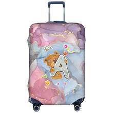 Marble Gradient Background Cute Teddy Bear Letter Luggage Suitcase Cover, Elastic Stretch Luggage Protector Sleeve, Scratch-Resistant Dust-Proof Reusable Travel Accessory - Multicolor - View 102