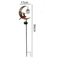 Solar Powered Moon & Reindeer Garden Ground Stake Light, Outdoor Waterproof Iron Crescent Moon Landscape Light, Garden Christmas Holiday Lawn Atmosphere Decorative Light - Crescent Moon Deer Training Ground Light - View 5