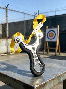 Stainless Steel Slingshot, Suitable For Outdoor Hunting And Target Practice, Heavy Duty Hunting Slingshot With Rubber Band, Rubber Band Color Random, Pouch Color, Shape And Size Random - A - View 4
