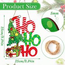 2D Flat 1pc Christmas Decoration HOHOHO Hanging Sign, Merry Christmas Wooden Door Sign, Christmas Tree & Gift Pattern Decor, Indoor/Outdoor/Wall/Tree Decoration - A - View 7