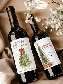 鮮豔色彩客製化酒瓶標籤，可個性化定制聖誕紅酒瓶標籤，適合訂婚使用，可重複使用，精緻高品質，聖誕主題獨特，居家煥新，營造溫馨氛圍，聖誕裝飾 - 彩色 - 查看 4