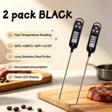 1PC/2PCS Stainless Steel Digital Food Thermometer With Long Probe For BBQ, Milk Powder And Room Temperature Measurement - With LCD Display, Battery Included, Food Thermometer - Multicolor - View 16