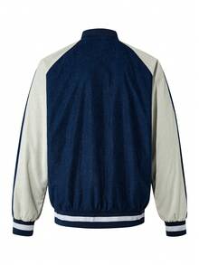 EVRINFINITE Men's Casual Fashion Colorblock Old Money Style Jacket - Blue - View 5