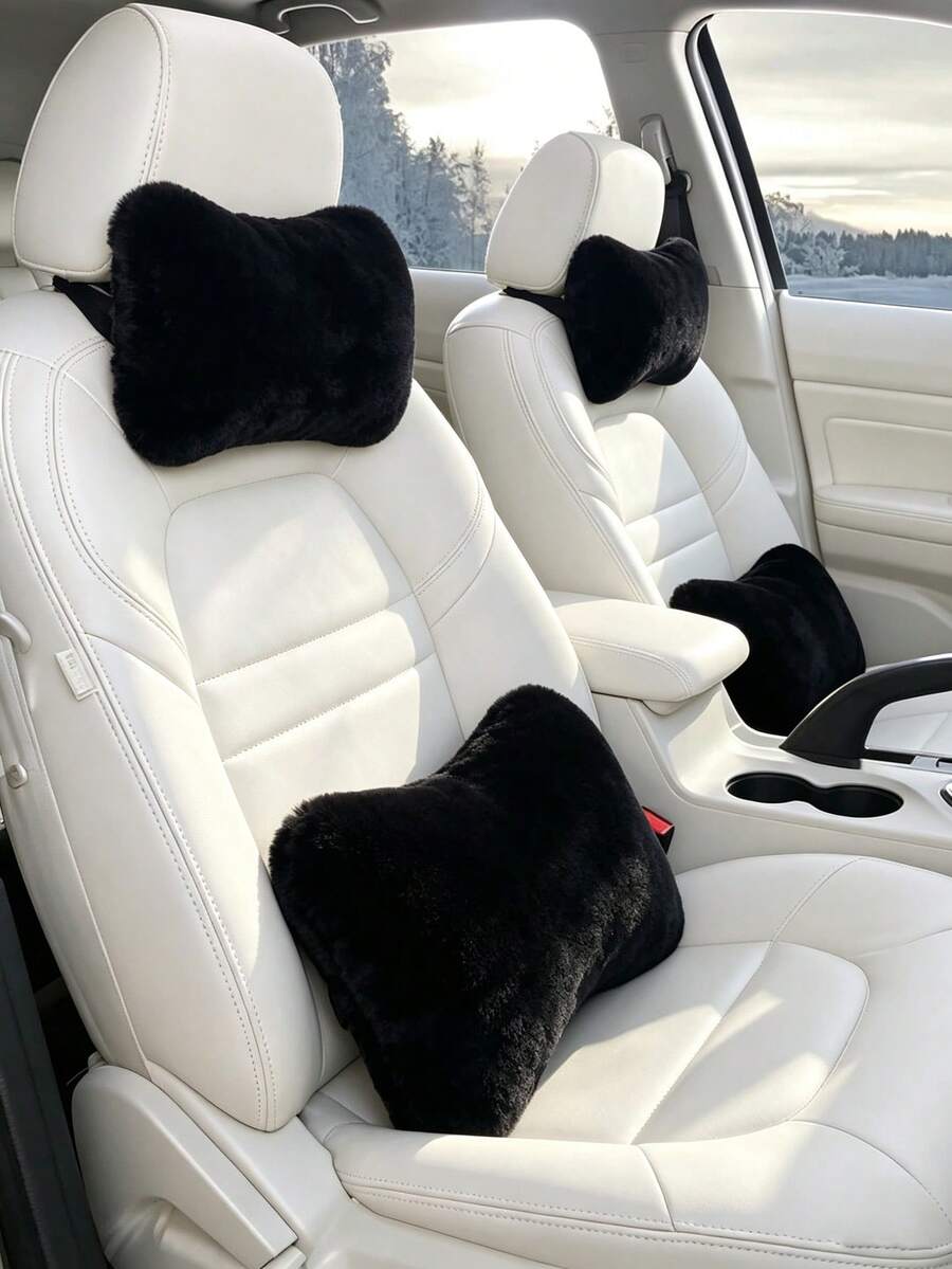 2 Buah Bantal Sandaran Kepala Mobil Berbahan Plush, Sepasang Bantal Penopang Leher, Bantal Lumbar, Bantal Serviks Berbentuk Tulang, Aksesoris Interior - MultiWarna - View 1