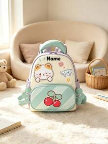 1pc Back To School Personalized Customized Casual Cute Cartoon Cat, Dog Candy Theme Backpack, Zipper Closure Nylon Material, Adjustable Shoulder Straps, Hand-Carry, Suitable For School, Shopping, Outdoor Travel, Daily Use. Birthday Gift. - Multicolor - View 5