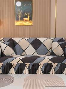 1pc Printed Hem Full Coverage Elastic Sofa Cover, Stretchable One-Piece Full Coverage Sofa Protector, Living Room Home Decor, Machine Washable - Multicolor - View 6