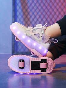 青少年輪滑鞋 走路鞋 四輪輪滑鞋 小四輪鞋 輪子鞋 LED可充電發光鞋 發光鞋 - 紫色 - 查看 1