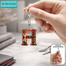 2D Flat Acrylic Christmas Nutcracker Initial Letter Keychain, A-Z 26 Letters, Festive Bag Charm & Key Ring, Cute Holiday Gift For Friends, Women & Men - Multicolor - View 33