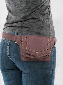 Adjustable Shoulder Strap Waist Bag, Punk Style Waist Bag Strap, Vintage Design Lightweight Leg Bag, Phone Storage Bag, Multi-Functional Durable Waist Bag - Multicolor - View 2