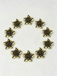 7PCS Flower Shape Metal Buttons 5-Petal Lily Embossed Buttons For Coat Suit Blazer - Multicolor - View 7
