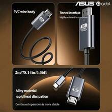 Kabel Mirroring Layar ASUS 8K Tipe C ke HDMI 2.1 8K60Hz 4K144Hz 2K240Hz Kabel Video Gaming Male ke Male Kabel Layar Definisi Tinggi Kompatibel dengan Laptop Ponsel Monitor TV - View 2