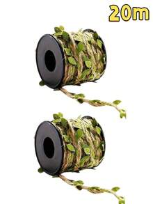 1 PC Hemp Rope – Heavy-Duty And Wear-Resistant Twine With Natural Green Leaf Patterns . Made Of Sturdy Jute Fiber And Designed With Eucalyptus Vines, It Delivers A Strong Cozy Atmosphere.Halloween Decor For Home,Fall Home Decor,Halloween Costumes - Multicolor - View 17