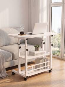 Super life 1-Piece 3-Tier Portable Rolling Laptop Table - Adjustable Height With Wheels Mobile Side Table For Bed, Sofa, Couch, Home Office - Lockable Casters - Multicolor - View 2