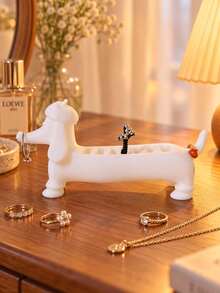 Cute Sausage Dog Ring Holder With Jewelry Storage Bag, Jewelry Display Stand, Jewelry Storage Box, Creative Desktop Ring Organizer, Vanity Decor Ring Storage Rack, Cute Room Decor Gift, Jewelry Lover Gift, Party Favor, Holiday Gift - Multicolor - View 4