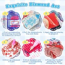 New Full Diamond Painting Christmas Pink Flower Cottage Snowy Scene Cute Pet Cartoon Fairy Tale House Handmade Rhinestone Wall Art DIY Gift - View 3