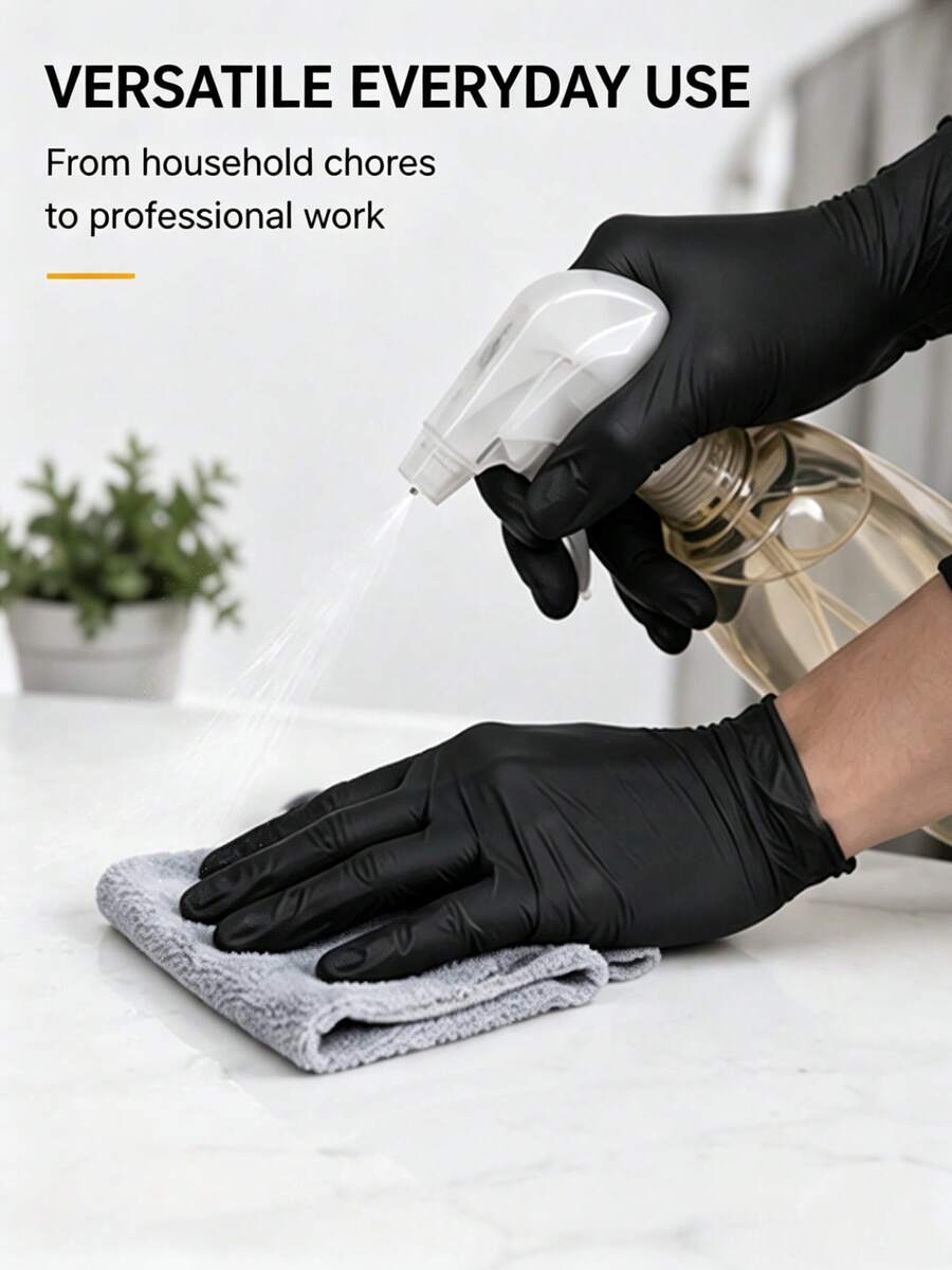 20/50/100pcs Black Disposable Nitrile Gloves, Suitable For Painting, Crafts, Cleaning, Beauty & Nail Care - Essential For Home Cleaning (No Packaging Box), Kitchen, Beauty, Hair Dyeing, Beauty Salon Cleaning Tools
