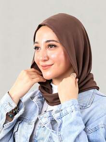 1pc Women Solid Color Balaclava One-Piece Lace Base Layer Headscarf Neck Warmer Elastic Cap Premium Heavy Embroidery Jacquard Lace Instant Hijab Caps Elastic Caps Turban Breathable Comfortable Elastic Wide Brim Sweat-Absorbing Non-Slip Multi-Function Sports Headwrap Cap Inner Lining Scarf, Minimalist Fashion Scarf, Hood And Matching Lace Headscarf, All-In-One, Wear It Easily And Instantly Fashionable For Going Out - Multicolor - View 2
