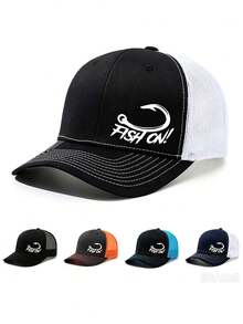 1pc Fish Hook Pattern Letter Print Baseball Cap Unisex Fashion Versatile Trucker Hat Baseball Cap Suitable For Daily Wear - Multicolor - View 1
