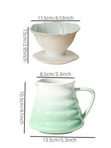 2pcs Drip Coffee Pot Set With Gradient Color Ceramic And Glass Material, Ceramic Coffee Dripper And Carafe, Handheld Coffee Brewer For Home, Camping And Outdoor Activities - Multicolor - View 4