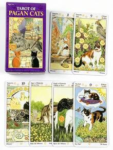 1 BoxTarot Of Pagan Cats 78 Cards ,Fantasy Theme,Witchcraft Culture Divination Deck,Cat Lover, Tarot Collector - Multicolor - View 4