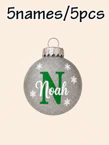 Custom Initial Christmas Ball Ornament, Personalized Holiday Tree Hanging Decor, Sparkly Red Green Bauble, Customized Name Family Keepsake Gift, Customizable Xmas Ornament For Home, Party & Gift Giving, Christmas Decorations, Merry Christmas, Family - Style D - View 11